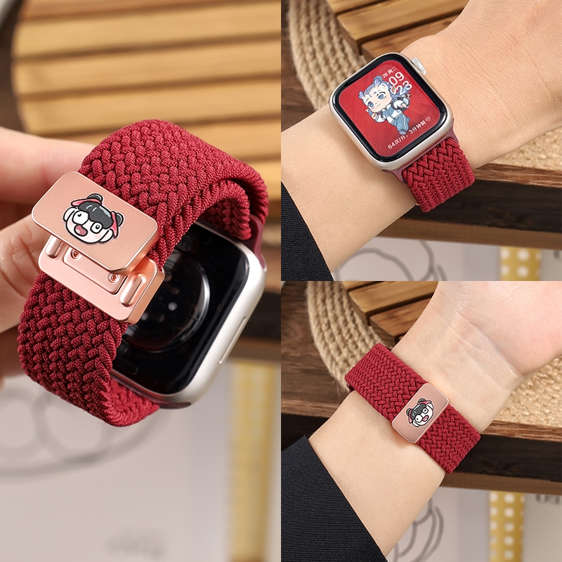 【哪吒闹海】适用applewatch苹果手表S10新款SE编织表带ultra2男女生高级感iwatch10智能时尚s9腕带8/7/6/5代