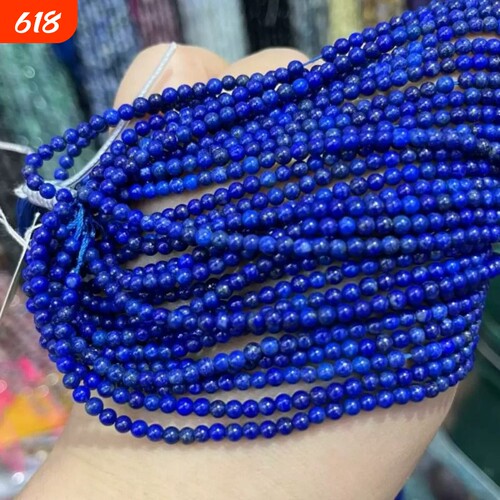 纯天然无优化3-5mm青金石圆珠散珠半成品锁骨链手链配珠隔珠饰品