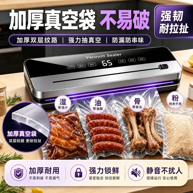 家用真空封口机小型全自动抽真空食品保鲜机塑封密封包装机米砖