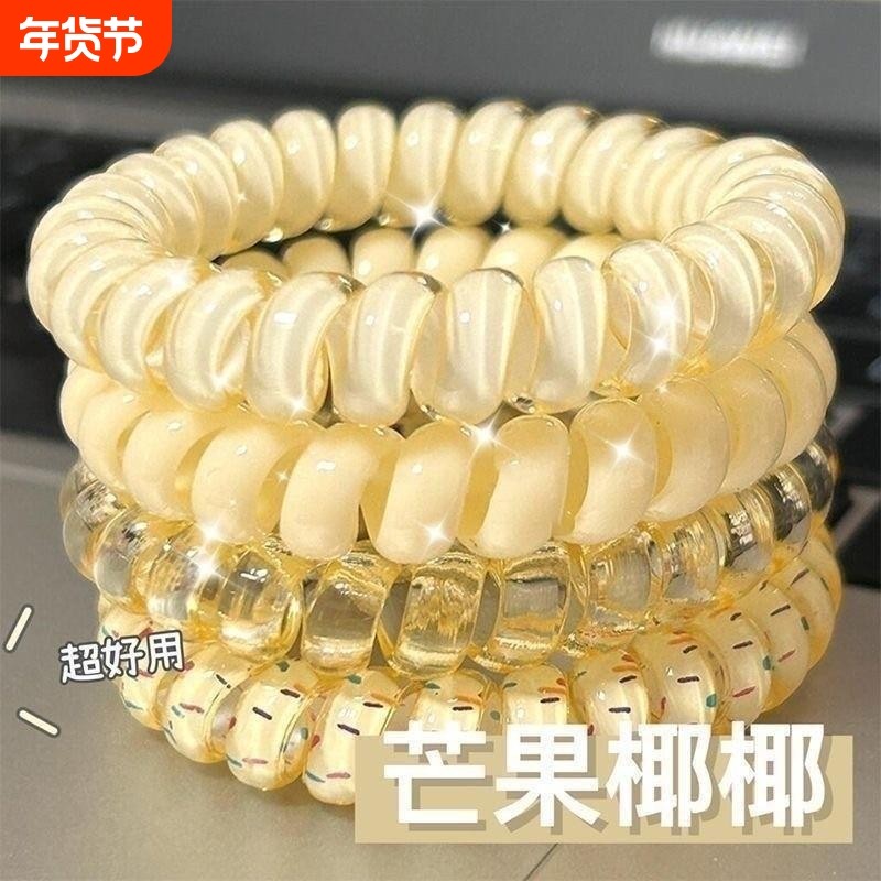 少女的夏日电话线发圈~果冻色马卡龙色发圈情侣百搭款无痕高弹力