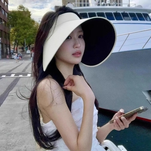 大帽檐防晒帽子女春夏季 黑胶全脸防紫外线可折叠空顶太阳帽遮阳帽