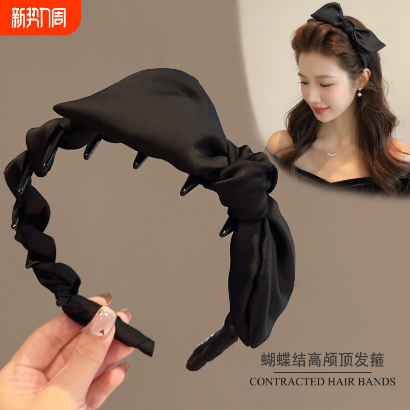 黑色蝴蝶结发箍女高颅顶2025新款日常外戴发带洗脸头箍压发卡头饰