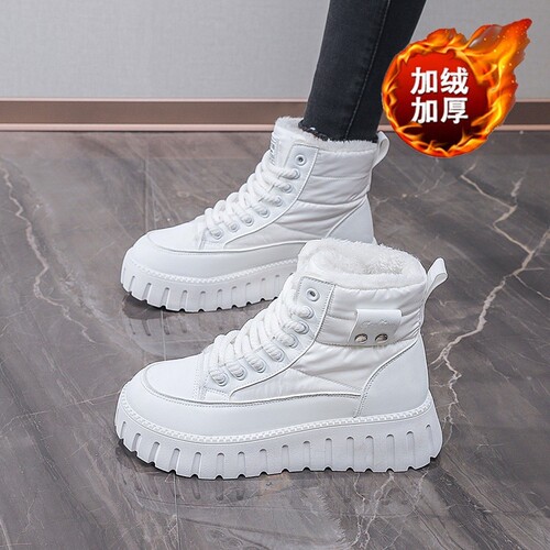意尔康心选冬季加绒高帮雪地靴女鞋韩版百搭厚底增高加厚保暖棉鞋