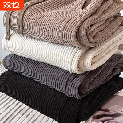 雪尼尔阔腿运动裤女大码胖mm女装秋冬季加绒加厚高腰垂感直筒长裤