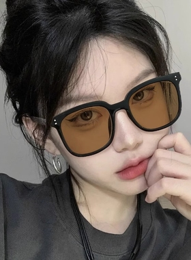 黑框茶色墨镜女高级感开车近视带度数夏季防晒变色太阳眼镜男款