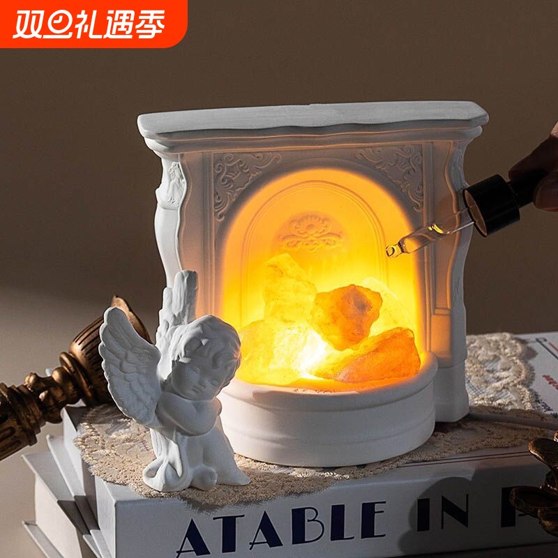 法式壁炉水晶石草莓石膏香薰精油无火扩香石氛围灯生日礼物圣诞