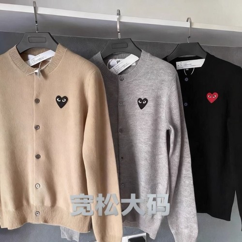 同款川久保PLAY玲刺绣爱心开衫