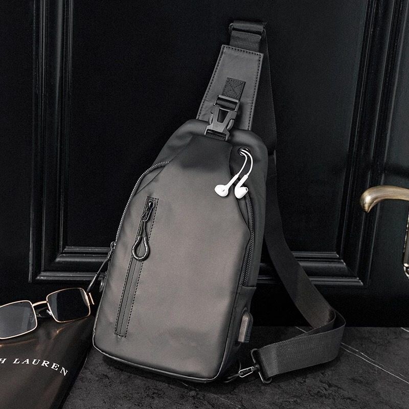 新款胸包斜挎包骑行防水尼龙材质男式休闲旅行跨境风潮纯色大容量