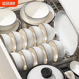 碗碟套装 釉下彩饭碗家用简约现代 家用2024新款 陶瓷碗盘筷餐具套装