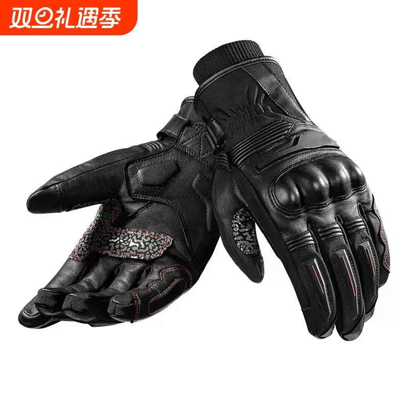 摩托车冬季保暖防风户外运动手套加绒加厚防寒防水真皮机车男骑士