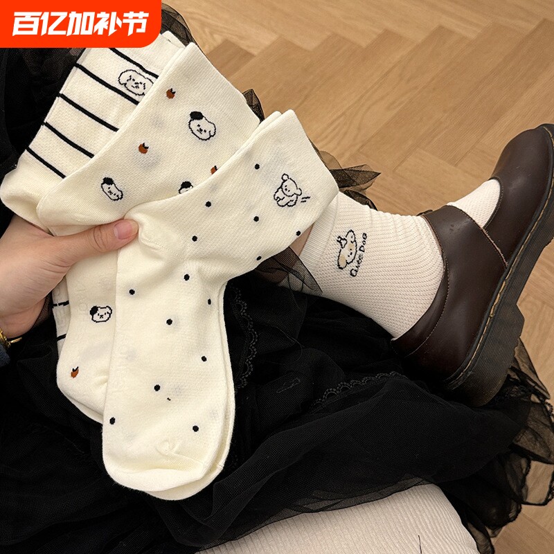 白色小腿袜JK袜子女夏季天鹅绒黑色过膝袜长袜中筒袜短袜丝袜筒袜