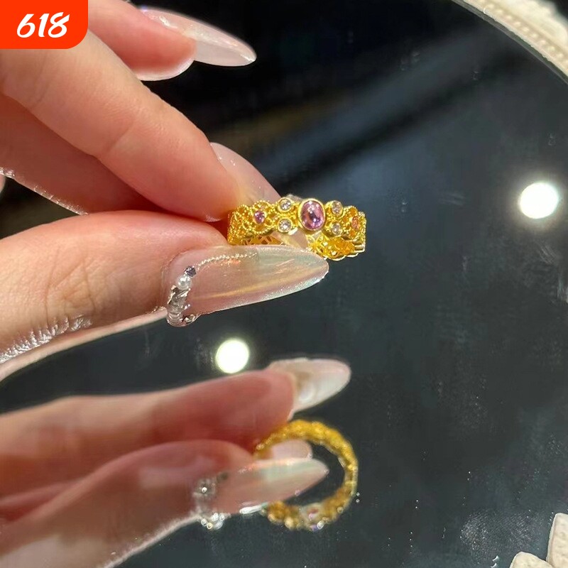 法式气质蕾丝镂空戒指高级感粉宝设计轻奢个性百搭时尚新潮饰品