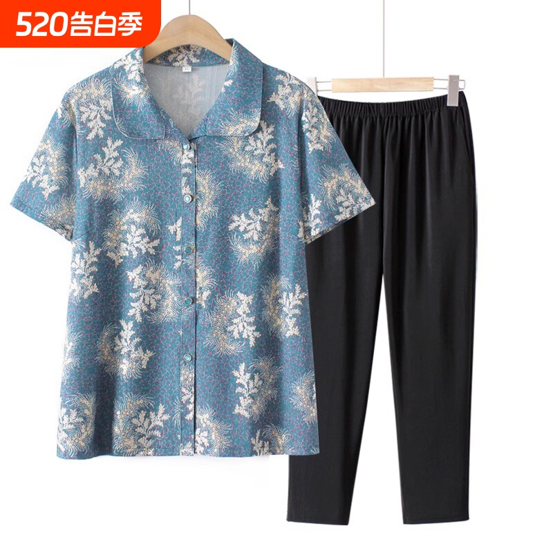 奶奶装夏装短袖衬衣中老年人衣服女60岁70妈妈上衣老太太夏季衬衫