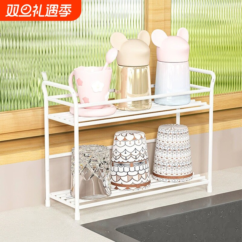 铁艺沥水杯架卫生间浴室窗台面超窄置物架厨房调料架子收纳双层