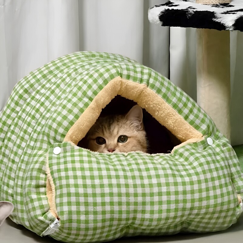 猫窝冬季保暖半封闭式可拆洗加绒四季通用猫咪窝猫床猫屋幼猫窝垫