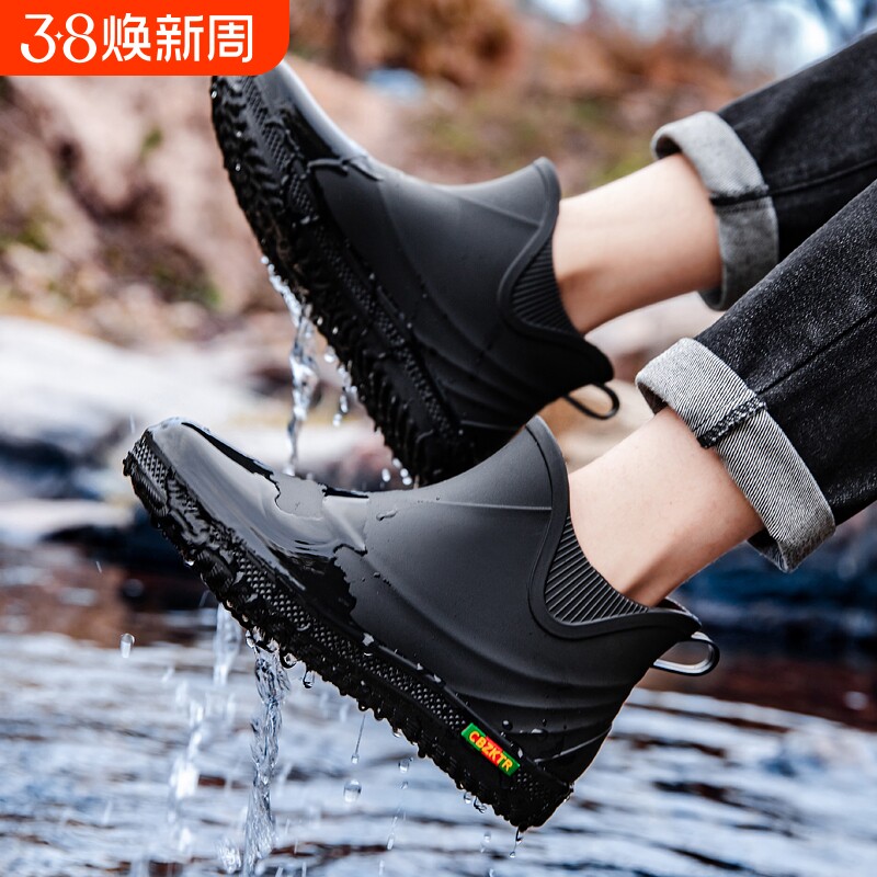 雨鞋男款骑手外卖防水鞋水鞋防水鞋胶鞋厨房鞋防滑防水轻便雨靴