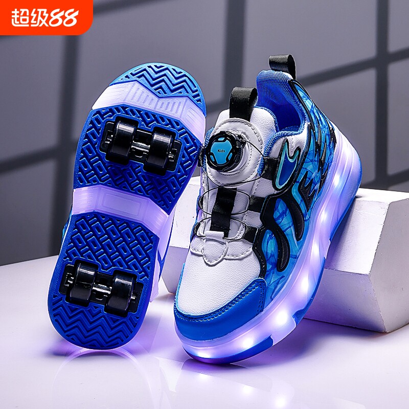儿童暴走鞋男童充电发光爆走四轮轮滑鞋学生亮灯隐形溜冰鞋滑轮鞋