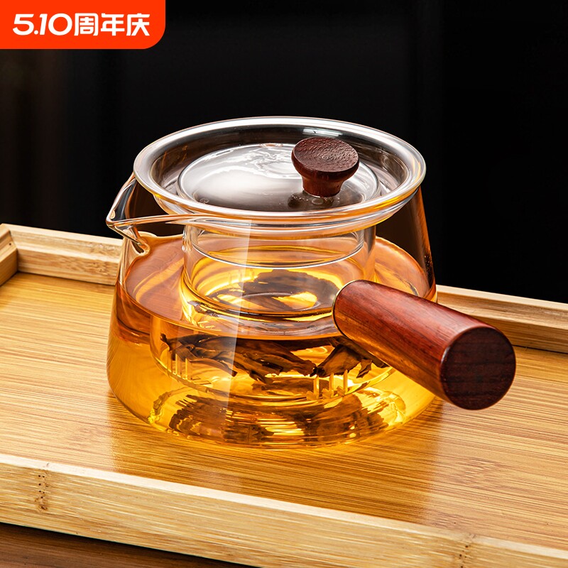 玻璃茶壶围炉煮茶耐高温单壶家用泡茶壶侧把烧水壶茶具茶杯套装
