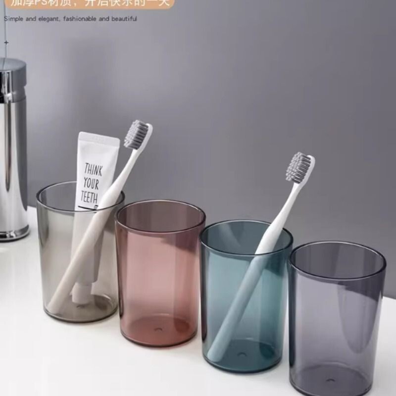 简约刷牙杯子透明情侣牙杯加厚塑料洗漱牙缸杯家用漱口杯大容量