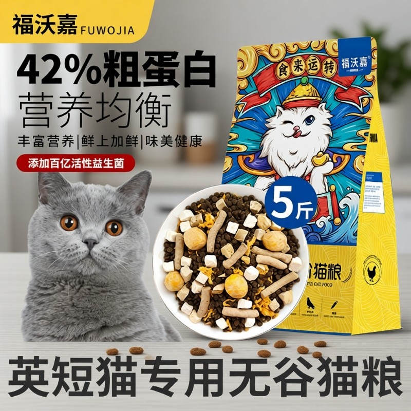 英短蓝猫专用猫粮幼猫小猫成猫全价旗舰店官方正品5斤装鱼油鸡肉
