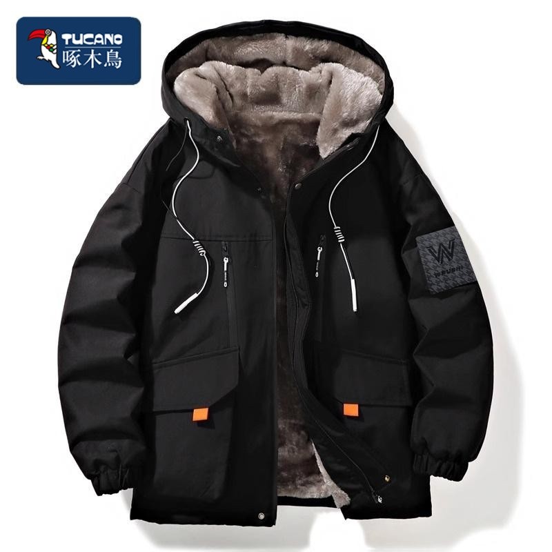 TUCANO/啄木鸟冬季外套男加绒加厚潮牌夹克连帽保暖棉服袄派克
