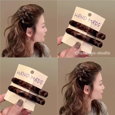 包容性超好的大发夹~豹纹鸭嘴夹边夹侧边刘海夹高级感夹子盘发器