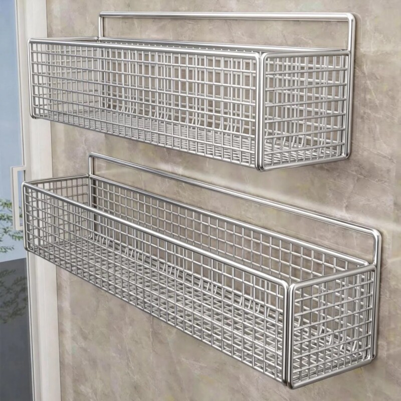 厨房置物架多功能调料架储物放置架家用墙上免打孔壁挂葱姜收纳篮