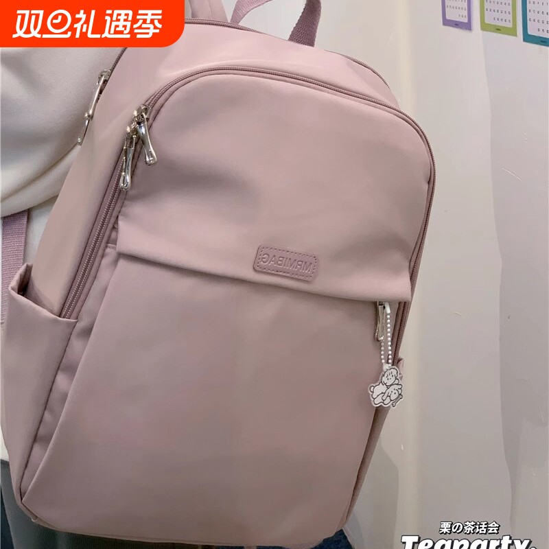 茶话会日系简约高级感电脑背包女韩国上课通勤书包大学生双肩包包
