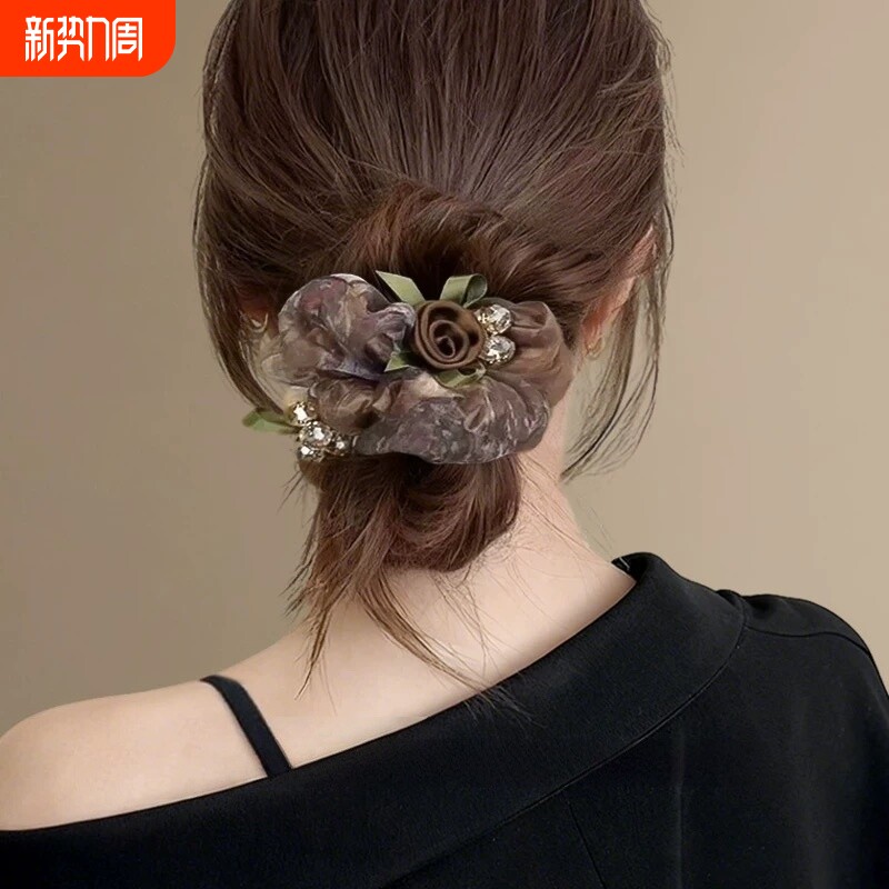 轻奢大肠发圈扎发头绳女女高级感马尾丸子头头花2026发饰卷发长发