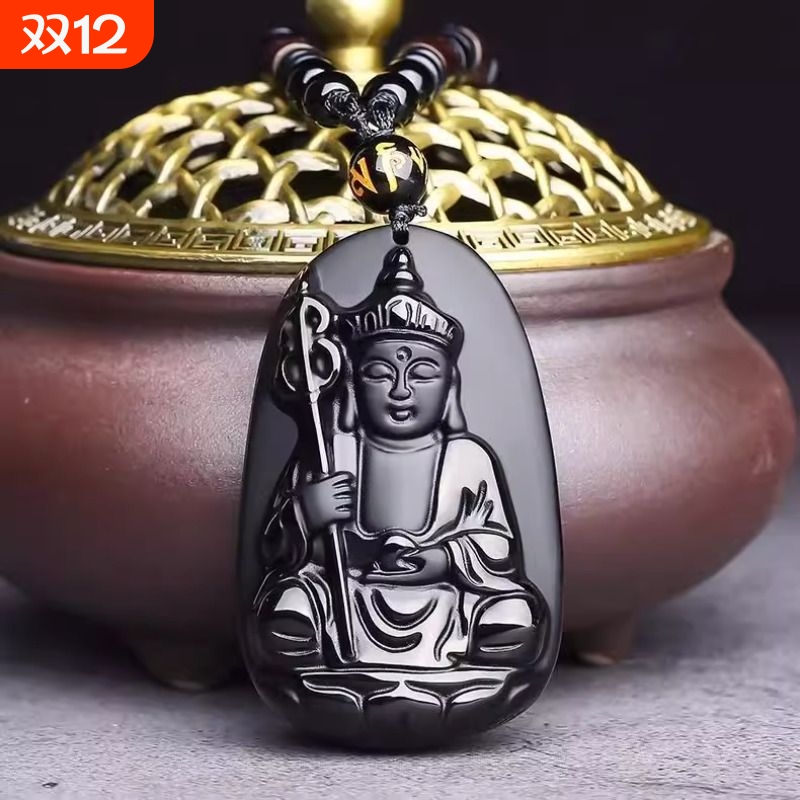 黑曜石地藏王菩萨吊坠