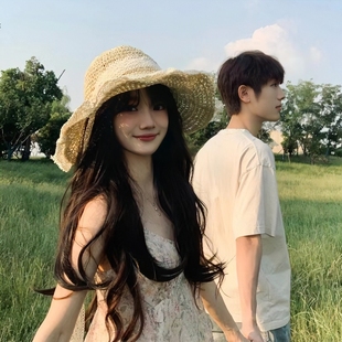 去海邊夏天大帽檐三亞度假草帽大頭圍可折疊遮陽帽子 沙灘帽女新款