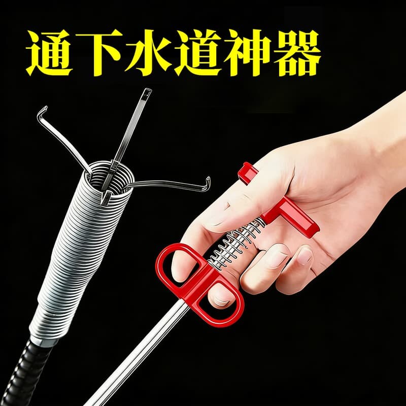 新款四爪管道疏通器下水道异物垃圾夹取物器厕所马桶清理工具