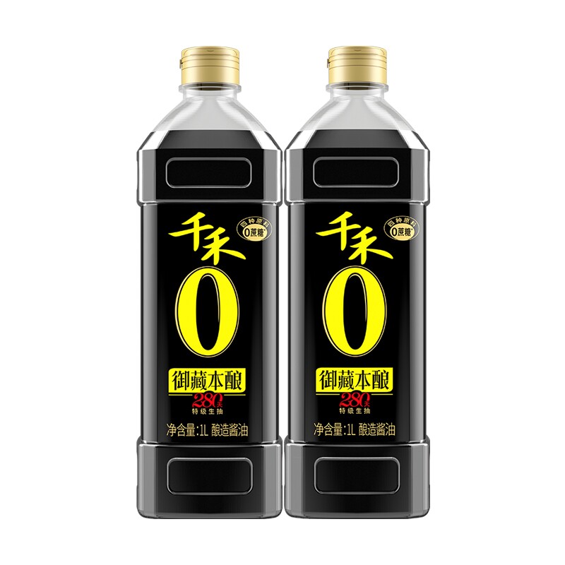千禾280天御藏本酿酱油特级生抽1L酿造炒调味零添加头道黄豆凉拌图片