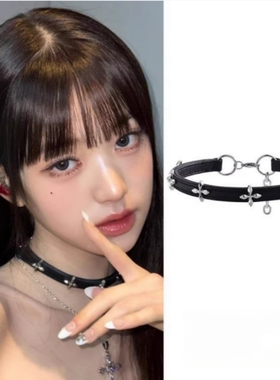 张元英同款项链女项圈甜酷风choker小众配饰锁骨链皮质颈链颈带