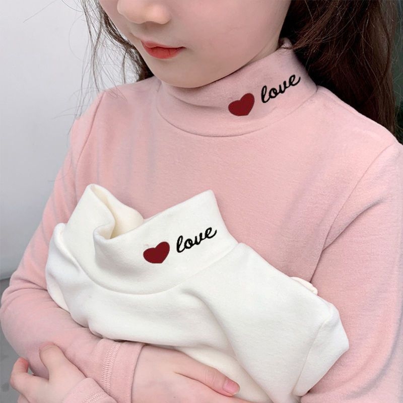 女童打底衫秋冬2025新款洋气发热德绒上衣儿童半高领保暖T恤春秋