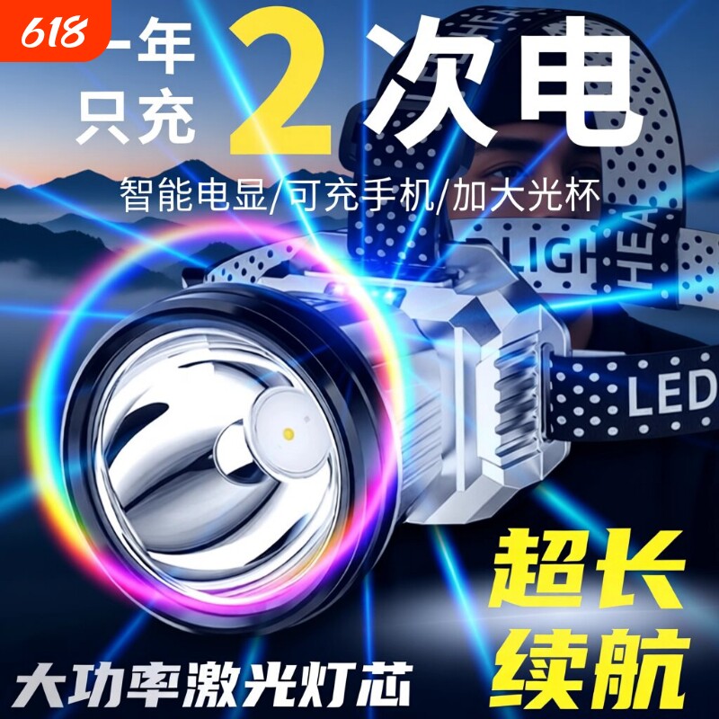 公牛适用头戴式强光头灯充电2026新款长续航户外登山感应钓鱼专用