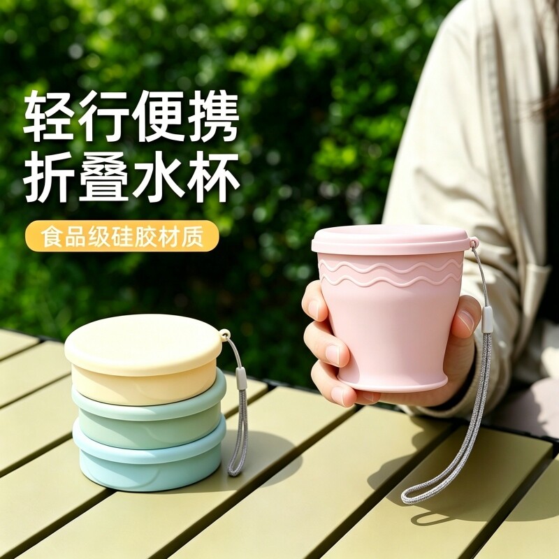 折叠漱口杯便携式折叠水杯食品级旅行压缩折叠洗漱杯可伸缩刷牙杯