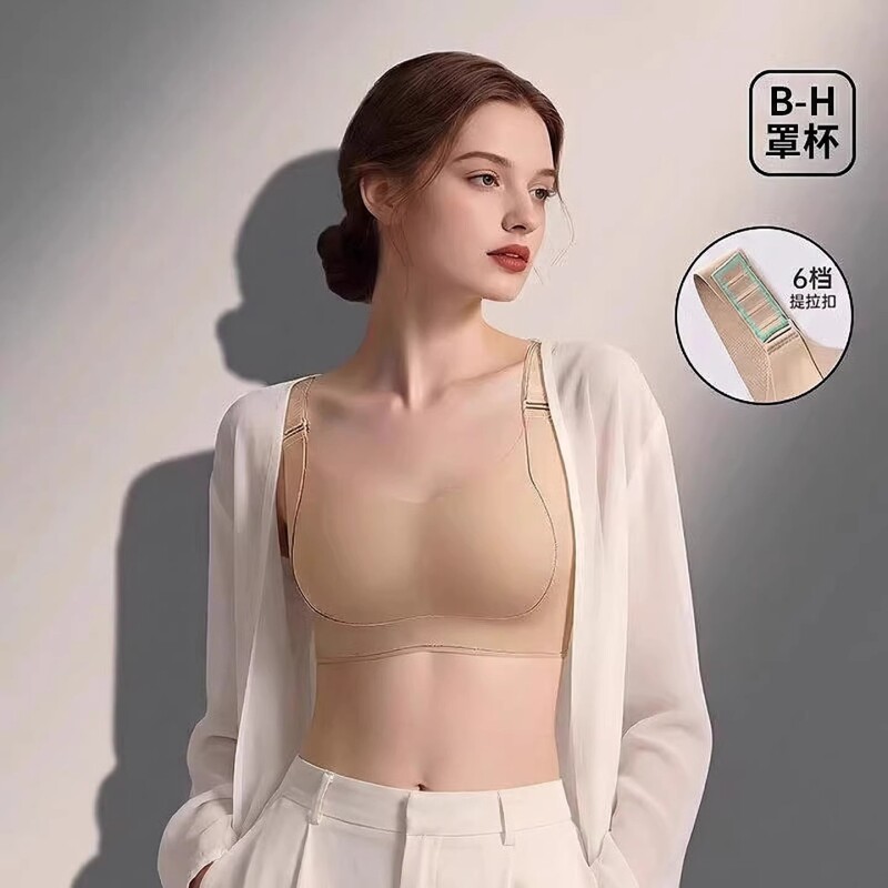 内衣女大胸显小聚拢收副乳防下垂无痕大码文胸罩超薄款无钢圈光面