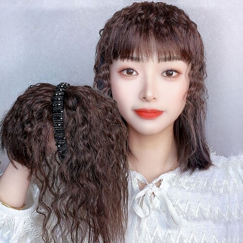 发箍假发女一体前额头顶全真人发新款遮白发补发片隐形无痕假发片