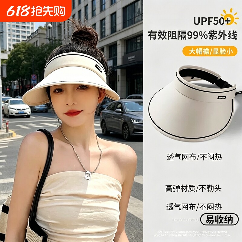 空顶防晒帽女2026新款防紫外线夏季专用遮阳帽遮脸太阳帽大帽檐