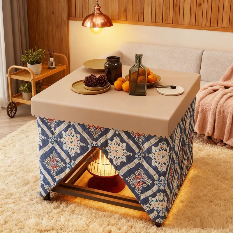 烤火桌子新款家用2025冬天烤火炉取暖桌冬季全套折叠正方形烤火架