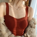 红色加绒保暖吊带带胸垫德绒背心女外穿2025秋冬新款 内搭打底上衣