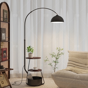 钓鱼灯落地灯客厅卧室沙发旁摆件氛围现代置物架台灯一体温馨家居