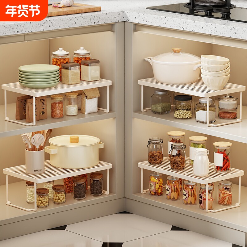 日本MUGG厨房开方式收纳架橱柜内分层置物架桌面多功能调料放置架