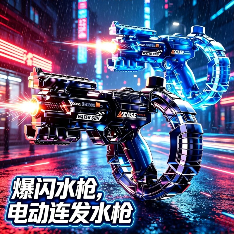 太空圆环电动连发水枪滋水玩具枪图片