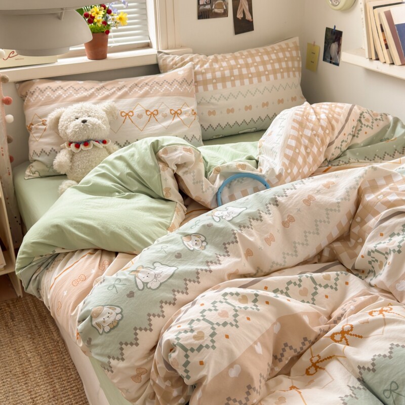 新款A类纯棉四件套全棉床品床单被套床笠被罩学生宿舍单人三件套