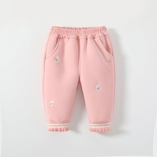 卫裤 2026季 3岁女童开档休闲棉裤 子0 灰色 女宝宝加绒加厚束脚裤