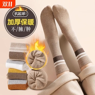 袜子女秋冬季 加绒加厚保暖美拉德毛圈中筒袜毛巾袜纯棉抗起球长袜