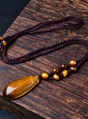 虎眼石水滴吊坠项链复古项链礼物