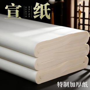 宣纸书法专用纸生宣熟宣生宣纸熟宣纸半生熟半生半熟毛边纸练字套装作品纸山水画对开整张练习国画四尺六尺